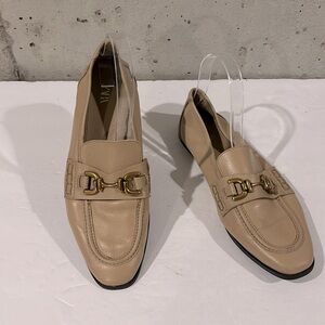 ZARA Tan Soft Leather Loafers With Brass Buckle in Vamp - Size 40 Euro